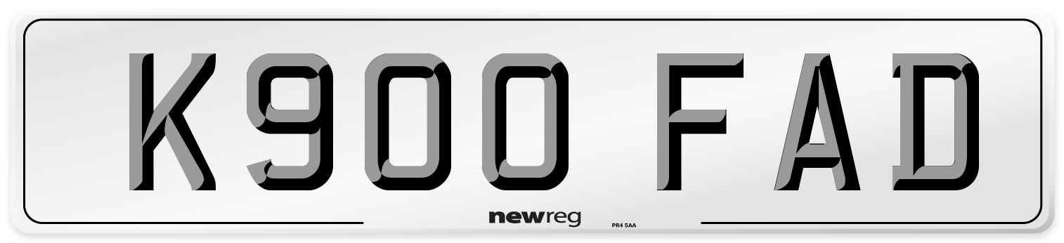 K900 FAD Number Plate from New Reg